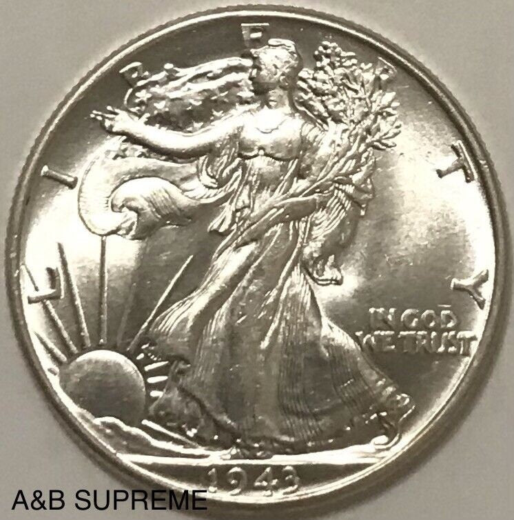 1943 Walking Liberty Half Dollar Gem Bu Uncirculated 90% Silver