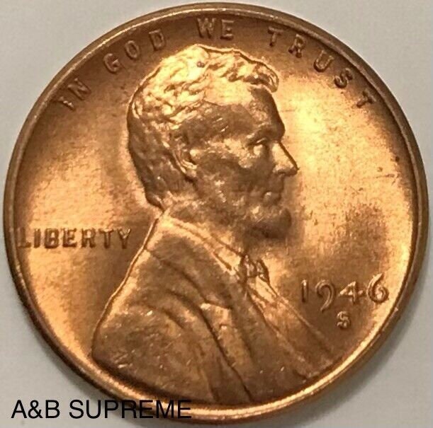 1946 S Lincoln Wheat Cent Bronze Penny Gem Bu Uncirculated