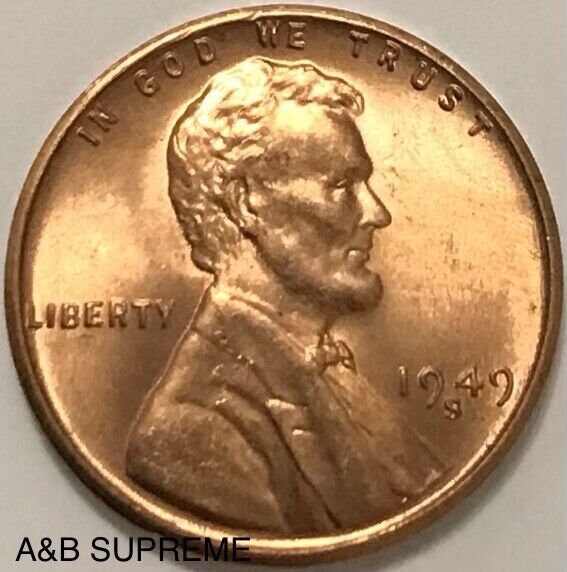1949 S Lincoln Wheat Cent Bronze Penny Gem Bu Uncirculated