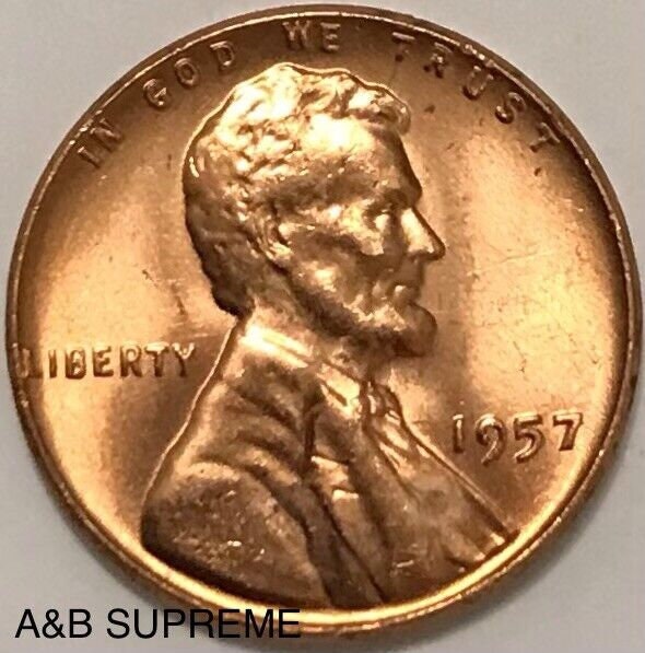 1957 Lincoln Wheat Cent Bronze Penny Gem Bu Uncirculated