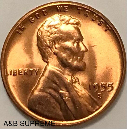 50) 1955 S Lincoln Wheat Cent Roll Bronze Pennies Gem Bu Uncirculated