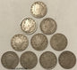 Count of Ten Circulated Liberty V Nickels 1883 to 1912 Good To Fine
