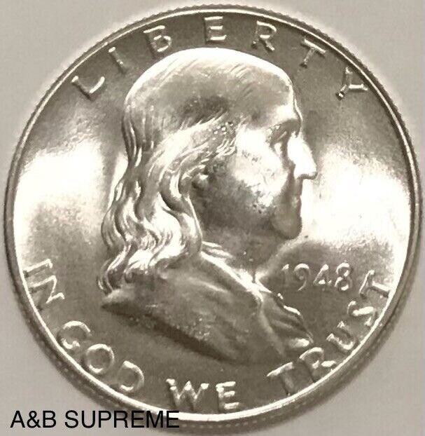 1948 Franklin Half Dollar Gem Bu Uncirculated 90% Silver