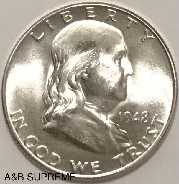 1948 D Franklin Half Dollar Gem Bu Uncirculated 90% Silver