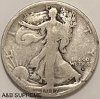 1917 D Walking Liberty Half Dollar Obverse Mintmark Good GD 90% Silver