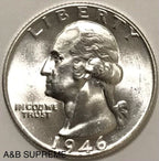 1946 P* Washington Quarter Superb Gem Bu MS* Fresh From Original Roll*
