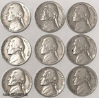 Jefferson Nickels 1938-1959 With Dates & Good Condition 9 Per Lot Grab Bag