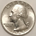 40) 1969 Washington Quarter Roll Dollar Gem Bu Uncirculated