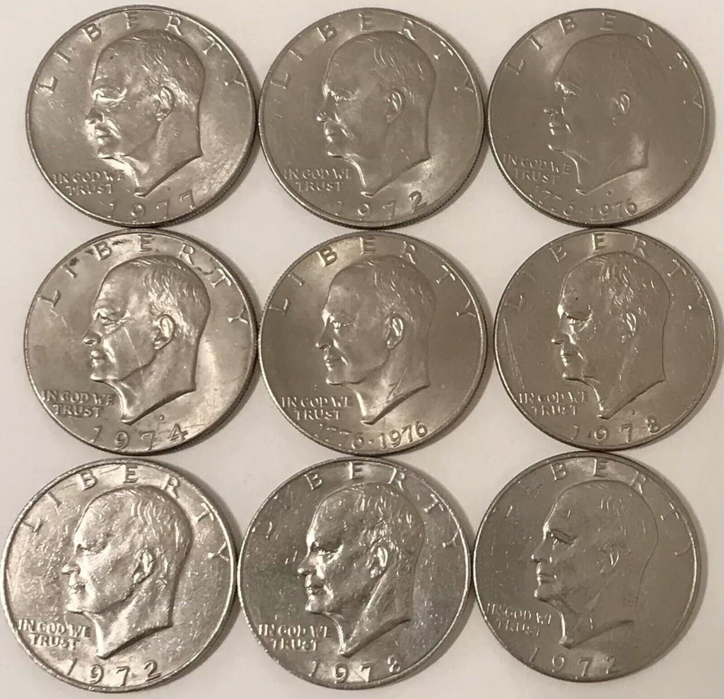 Eisenhower Dollars 9 Coins Per Lot Grab Bag