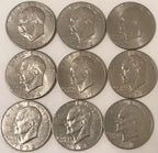 Eisenhower Dollars 9 Coins Per Lot Grab Bag