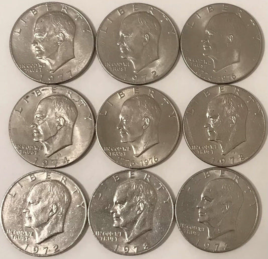 Eisenhower Dollars 9 Coins Per Lot Grab Bag
