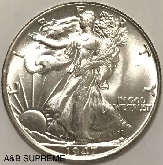 1947 Walking Liberty Half Dollar Gem Bu Uncirculated 90% Silver