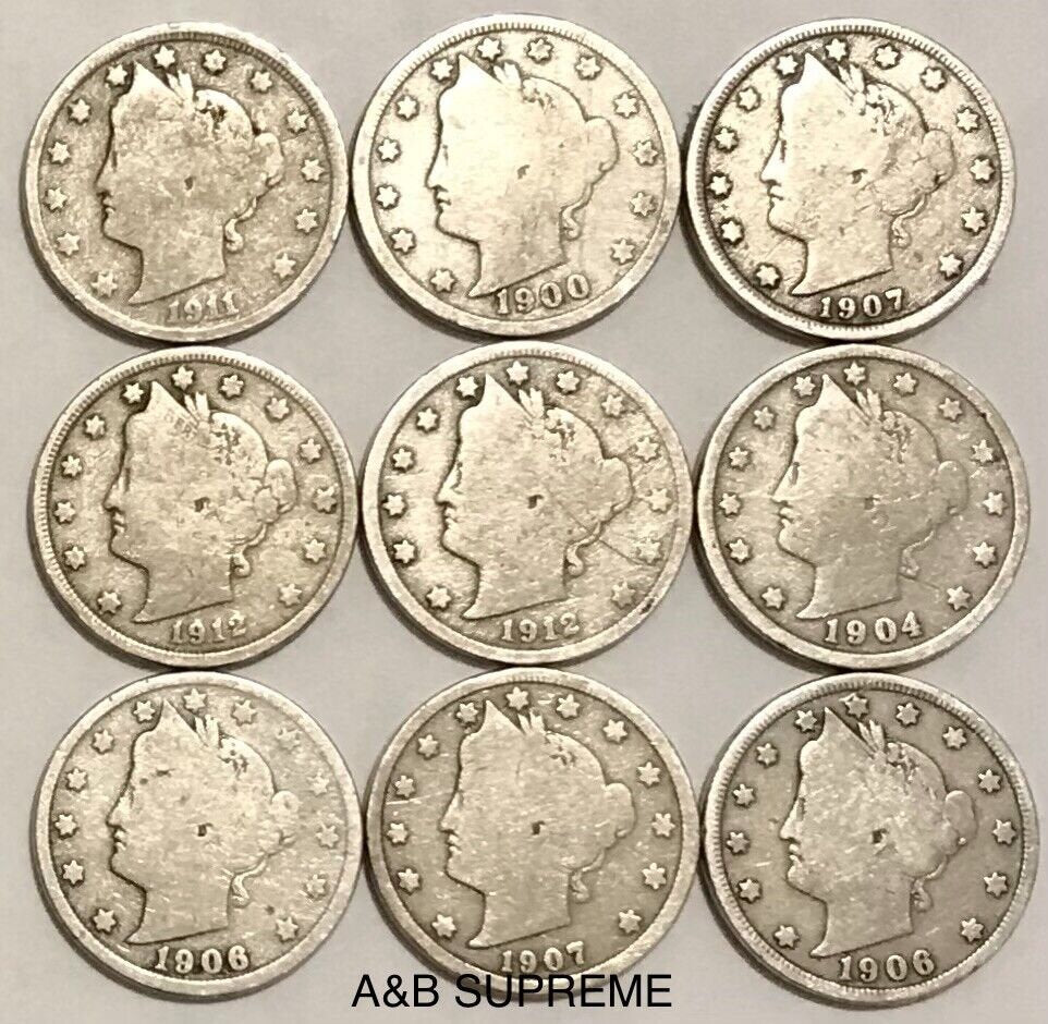Liberty Head V Nickel With Dates 9 Per Lot Grab Bag