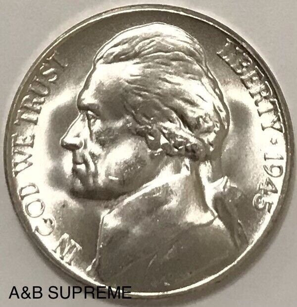 1945 S Jefferson War Nickel Gem Bu 35% Silver Fresh From Original Roll