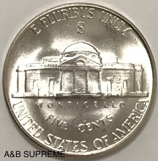 1945 S Jefferson War Nickel Gem Bu 35% Silver Fresh From Original Roll