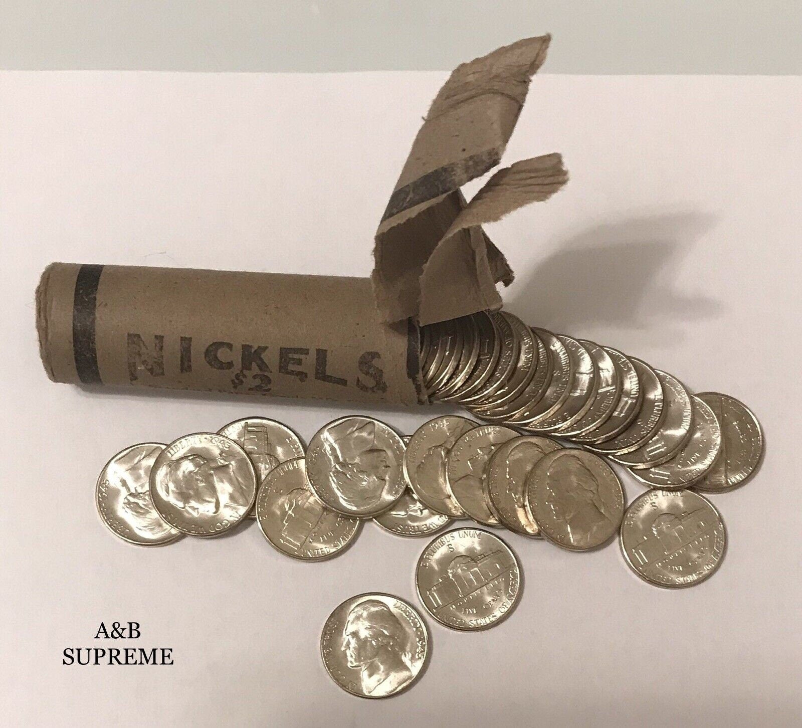 1945 S Jefferson War Nickel Gem Bu 35% Silver Fresh From Original Roll