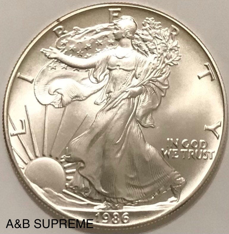 1986 American Silver Eagle 1 Troy Oz .999 Fine Silver Superb Gem Bu Uncirculated