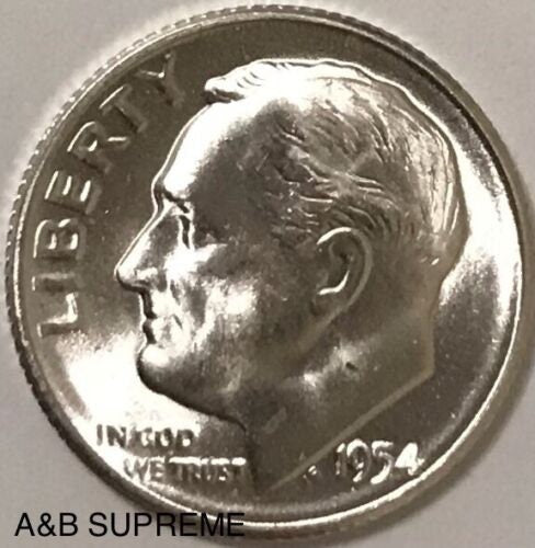 1954 S Roosevelt Dime Gem Bu Uncirculated 90% Silver