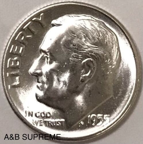 1955 S Roosevelt Dime Gem Bu Uncirculated 90% Silver