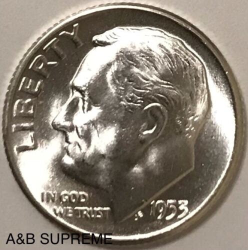 25) 1953 S Roosevelt Dime Roll Gem Bu Uncirculated 90% Silver