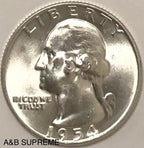 1954 D Washington Quarter Gem Bu Uncirculated 90% Silver
