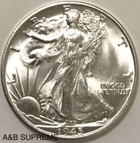 1945 S Walking Liberty Half Dollar Gem Bu Uncirculated 90% Silver