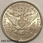 1892 Barber Quarter  Bu-Gem Uncirculated 90% Silver