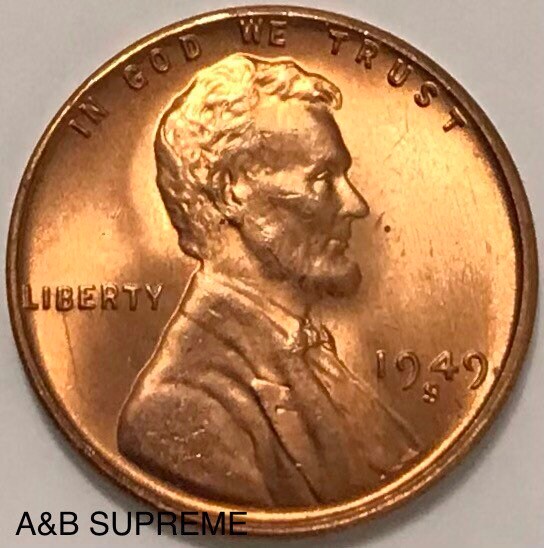 1949 S Lincoln Wheat Cent Bronze Penny Gem Bu Uncirculated