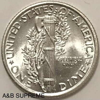 1925 Mercury Dime Full Split Bands Gem Bu Uncirculated 90% Silver FSB