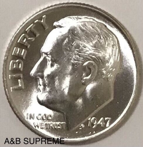 1947 S Roosevelt Dime Gem Bu Uncirculated 90% Silver