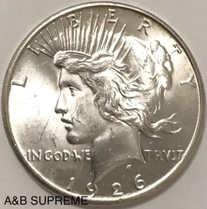 1926 S Peace Dollar Strong Mint Luster Gem Bu Uncirculated 90% Silver