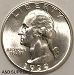 1939 D Washington Quarter Gem Bu Uncirculated 90% Silver