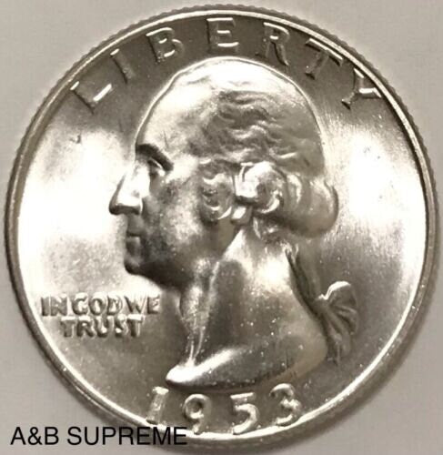 1953 S Washington Quarter Uncirculated Gem Bu 90% Silver