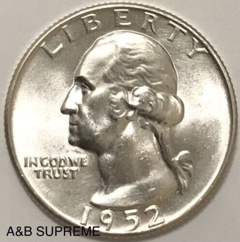 1952 D Washington Quarter Uncirculated Gem Bu 90% Silver