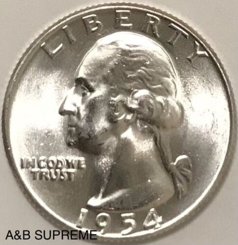 1954 Washington Quarter Gem Bu Uncirculated 90% Silver