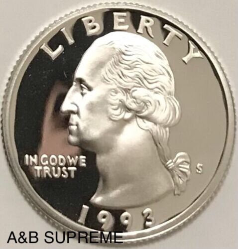 1993 S Washington Quarter Dollar Deep Cameo Gem Proof 90% Silver