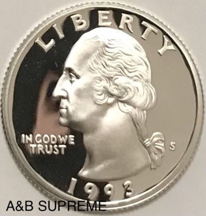 1993 S Washington Quarter Dollar Deep Cameo Gem Proof 90% Silver