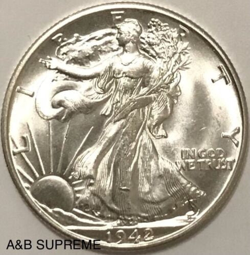 1942 D Walking Liberty Half Dollar Gem Bu Uncirculated 90% Silver