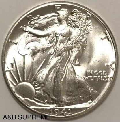 1941 Walking Liberty Half Dollar Gem Bu Uncirculated 90% Silver