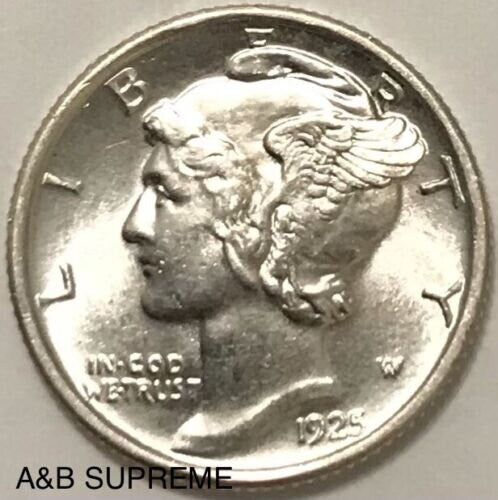 1925 Mercury Dime Full Split Bands Gem Bu Uncirculated 90% Silver FSB