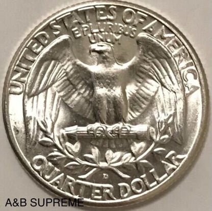 1939 D Washington Quarter Gem Bu Uncirculated 90% Silver