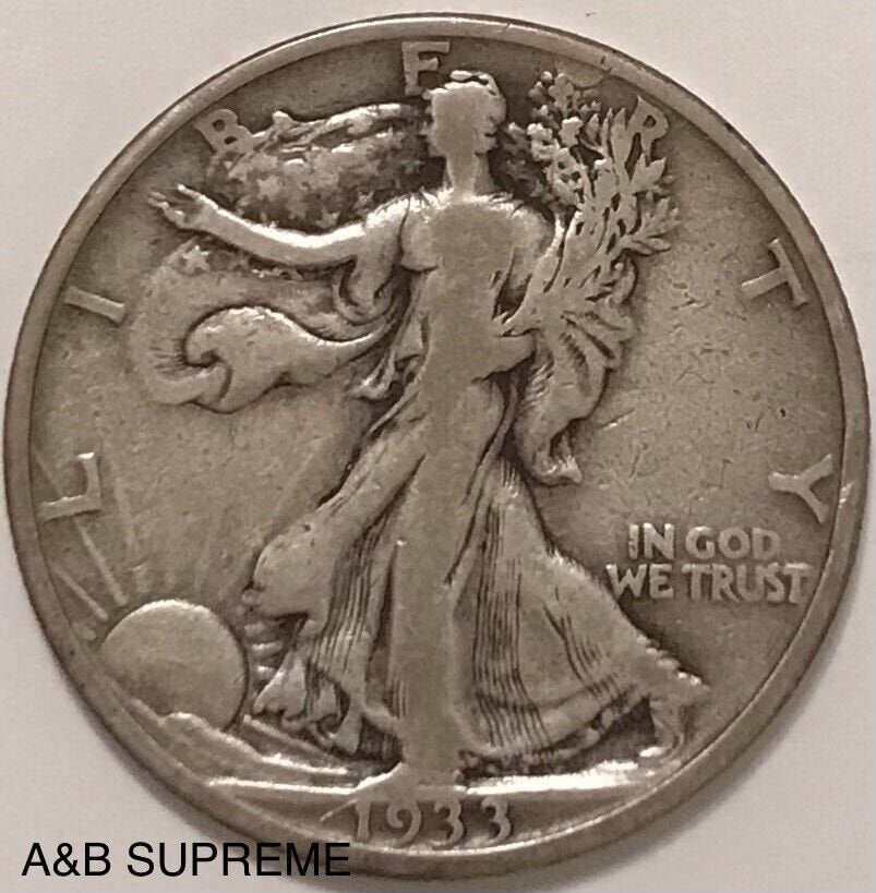 1933 S Walking Liberty Half Dollar Fine-Very Fine F-VF 90% Silver