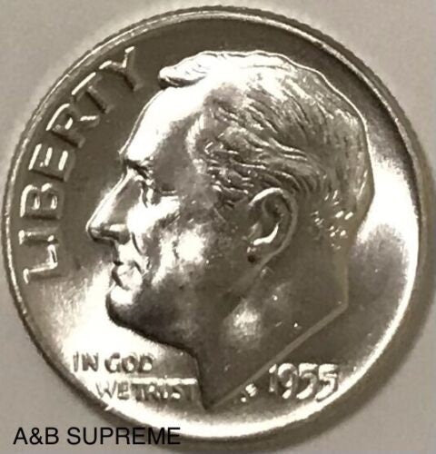 25) 1955 Roosevelt Dime Roll Gem Bu Uncirculated 90% Silver