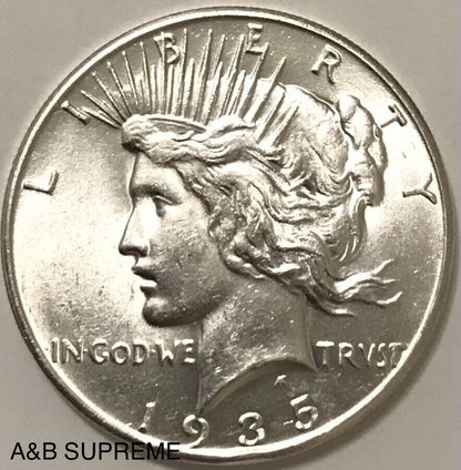 1935 Peace Dollar Strong Mint Luster Gem Bu Uncirculated 90% Silver