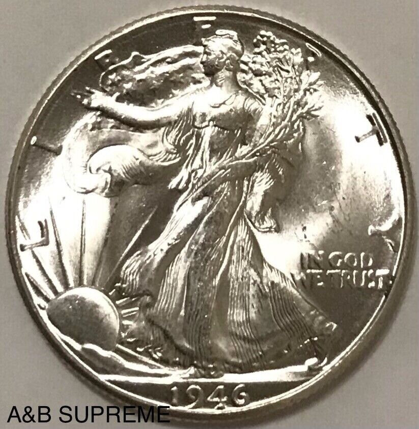1946 D Walking Liberty Half Dollar Gem Bu Uncirculated 90% Silver