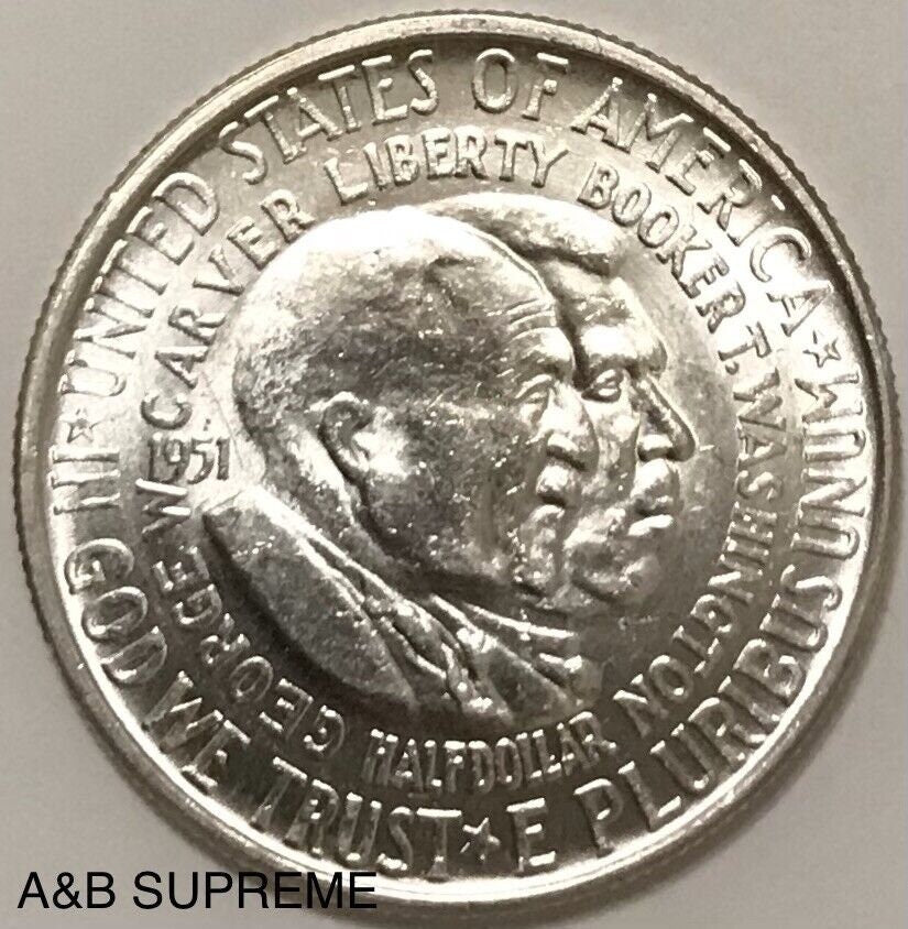 1951 Washington Carver Commemorative Half Dollar Gem Bu Uncirculated 90% Silver