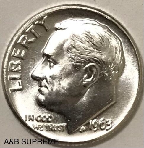 1963 D Roosevelt Dime Gem Bu Uncirculated 90% Silver