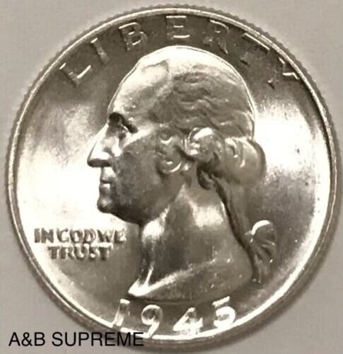 1945 Washington Quarter Gem Bu Uncirculated 90% Silver