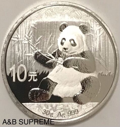 2017 Chinese Panda 10 Yuan 30 Gram .999 Fine Silver Superb Gem Bu Proof Like