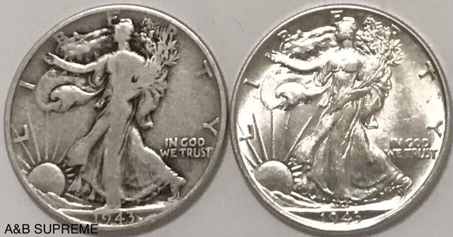 2) Walking Liberty Half Dollar Circulated & Au-Bu Uncirculated 90% Silver